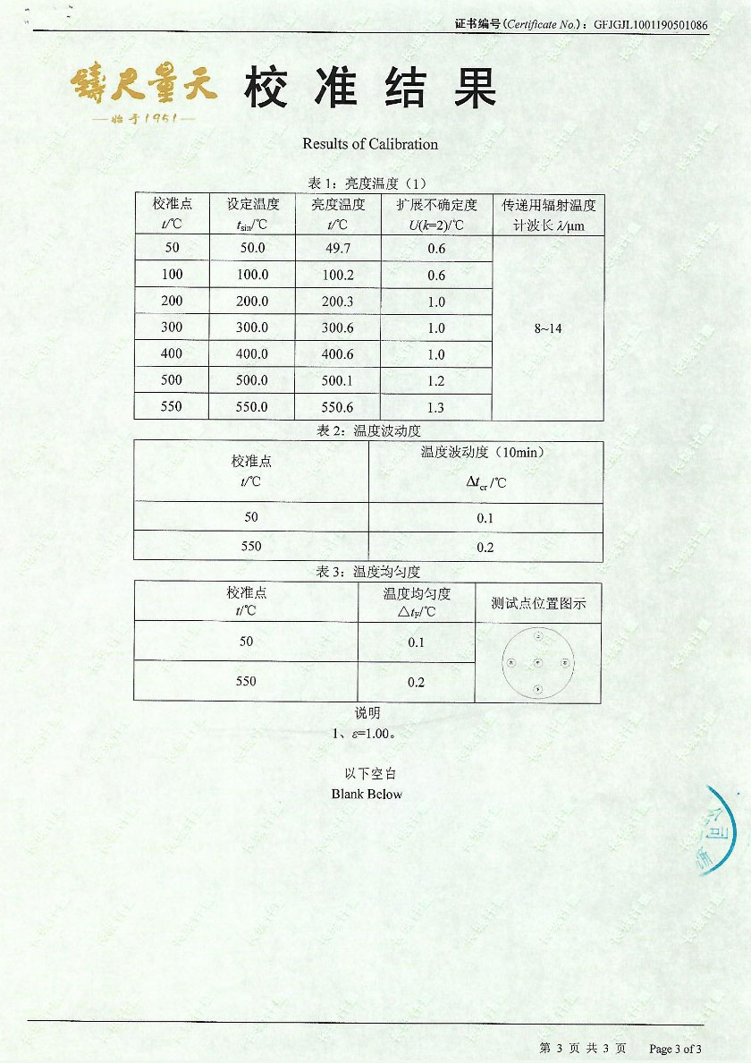 方圓檢測(cè)認(rèn)證有限公司-黑體爐案例(50-550℃)